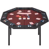 Homhum Octagon Poker Table Foldable, 8 Players Texas Holdem Game Table with Chip Trays, Red