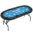 thumbnail image 1 of Homhum Oval Poker Table Foldable, 8 Players Folding Gaming Table, Texas Holdem Table w/Portable Oxford Bag, No Assembly Required, Blue, 1 of 8