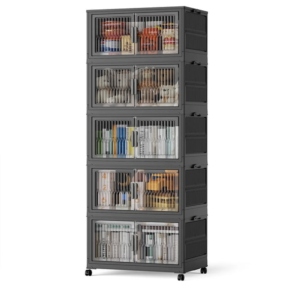 Homhut Foldable Wheeled Storage Boxes with Lids – Stackable Plastic Organizers for Bedroom & Clothing Storage