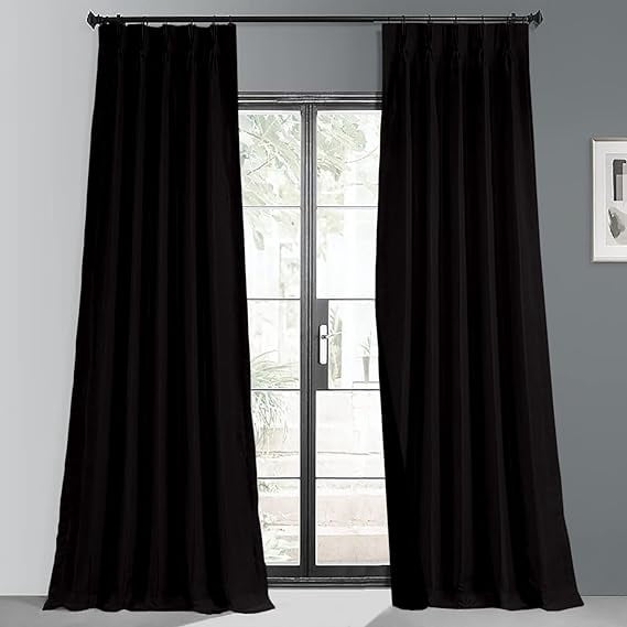 Homi Drapes 100% Blackout Curtain Triple Pinch Pleat Thermal Insulated Room Darkening Spill Proof Machine Washable Window Treatment Panels (1 Panel, 100x84, Black)