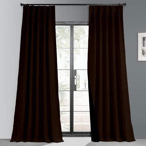 Homi Drapes 100% Blackout Curtain Triple Pinch Pleat Thermal Insulated Room Darkening Spill Proof Machine Washable Window Treatment Panels (1 Panel, 72x95, Cocoa Brown)