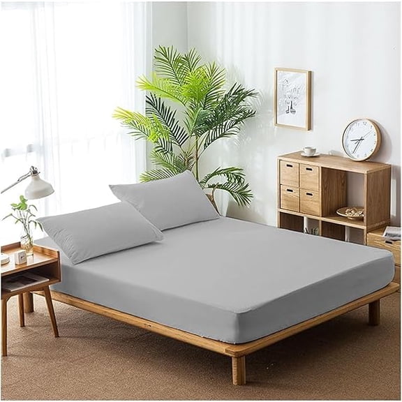 Homi Drapes 3 Piece Fitted Sheet Set 100% Egyptian Cotton 600 Thread Count with Deep Pocket Fitted Sheet Premium Soft Bedding for Your Bad (Silver, Queen)