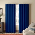 thumbnail image 1 of Homi Drapes Double Pinch Pleated Blackout Curtains Thermal Insulated Room Darkening Drapes for Bedroom/Livingroom Along with 2 Panels,Tiebacks,Hooks (Royal Blue, 30"x54"), 1 of 5