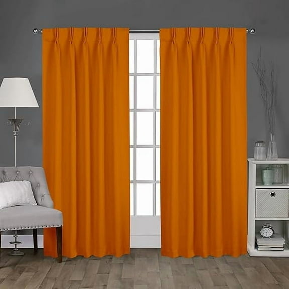 Homi Drapes Double Pinch Pleated Blackout Curtains – Thermal Insulated, Room Darkening Window Treatments Back Tab Curtains for Home or Office – 1 Panel with Hooks & Tiebacks (Brunt Orange,52x108)