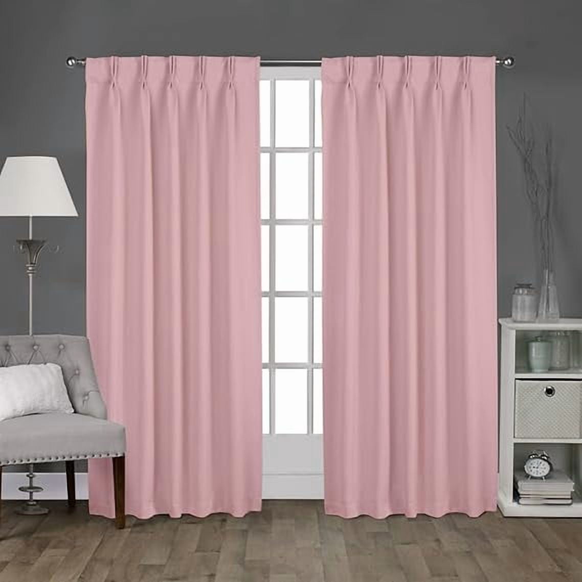 Homi Drapes Double Pinch Pleated Blackout Curtains – Thermal Insulated, Room Darkening Window Treatments Back Tab Curtains for Home or Office – 1 Panel with Hooks & Tiebacks (Baby Pink,52x45)