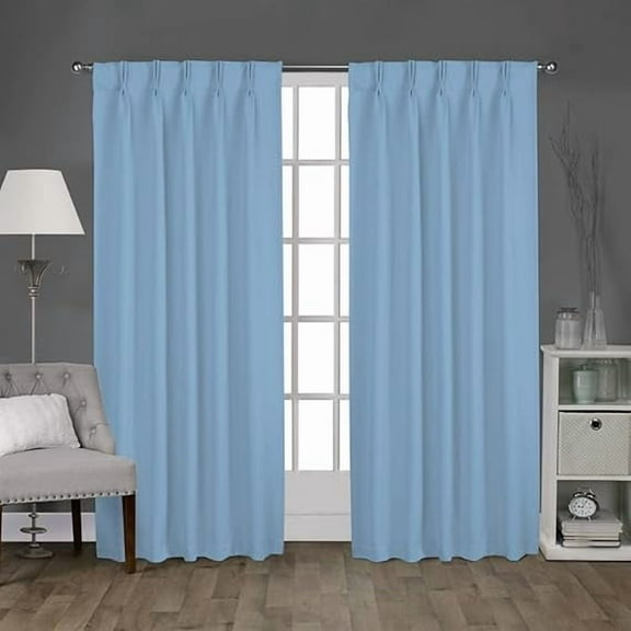 Homi Drapes Double Pinch Pleated Blackout Curtains – Thermal Insulated, Room Darkening Window Treatments Back Tab Curtains for Home or Office – 1 Panel with Hooks & Tiebacks (Aqua Blue, 42x72)