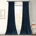 thumbnail image 1 of Homi Drapes Double Pinch Pleated Velvet Curtains Thermal Insulated Room Darkening Drapes for Bedroom/Livingroom Along with 1 Panels,Tiebacks,Hooks (Navy Blue, 40"x108"), 1 of 6