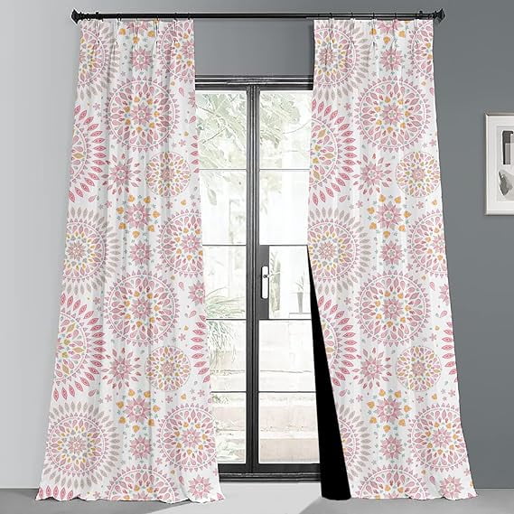 Homi Drapes Pinch Pleated Curtains Room Darkening 100% Blackout Thermal Insulated Drapes with Tiebacks & Hooks for Window, Sliding Door, Patio Door, Home, Office (1 Panel, 42x54, Mandala)