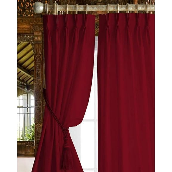Homi Drapes Triple Pinch Pleated Blackout Curtains Thermal Insulated Room Darkening Drapes for Bedroom/Livingroom Along with 2 Panels,Tiebacks,Hooks (Burgundy, 52"x72")