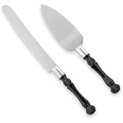 Homi Styles Wedding Cake Knife and Server Set | Black Plastic Handles & Premium 420 Stainless Steel Blades | Cake Cutting Set for Wedding Cake
