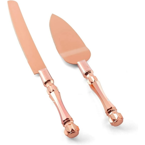 Homi Styles Wedding Cake Knife and Server Set Cake Server Rose Gold