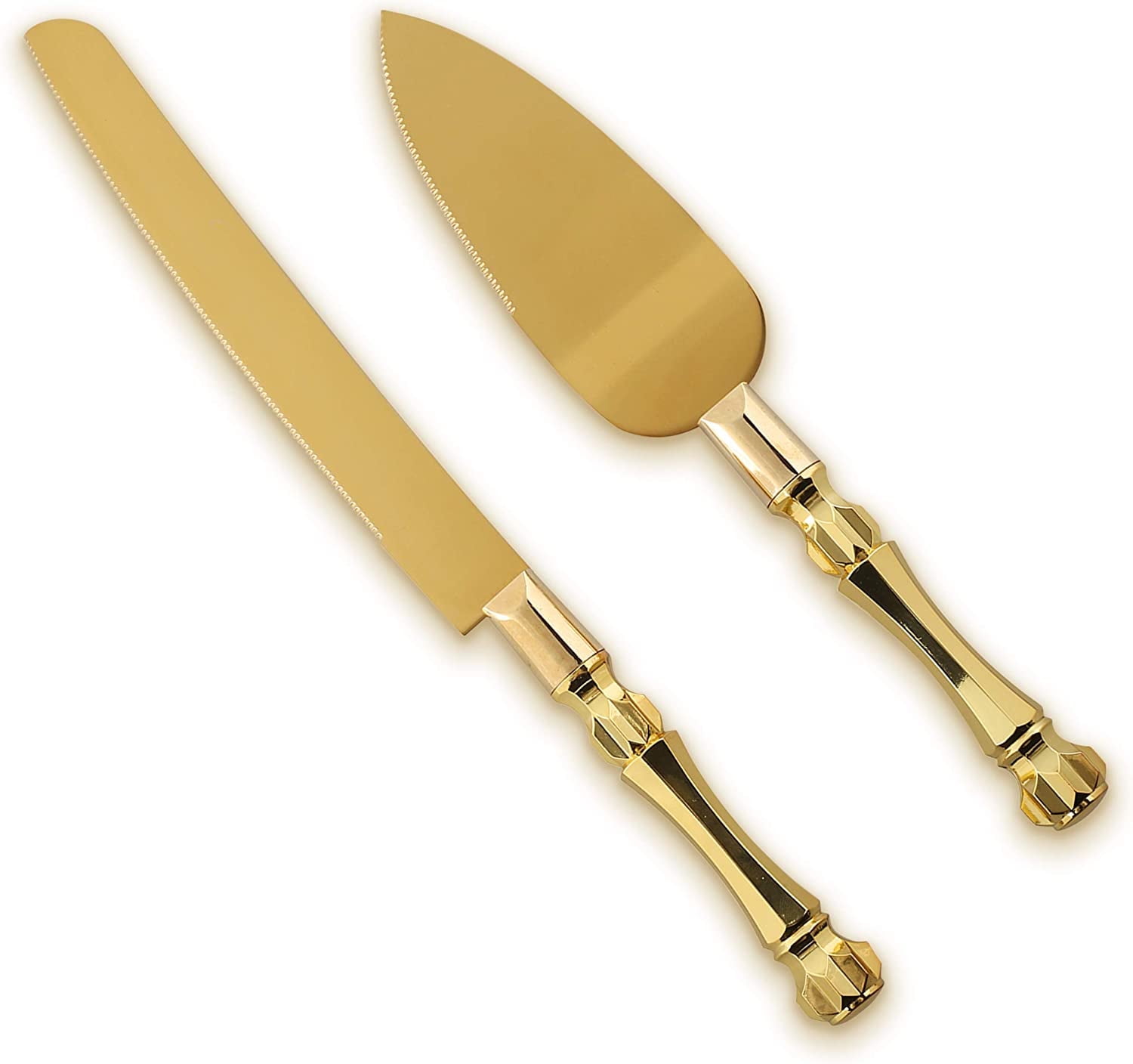Homi Styles Wedding Cake Knife and Server Set | Elegant Gold Color Premium 420 Stainless Steel Titanium Gold plated Blades | Cake & Pie Serving Set for Wedding Cake, Birthdays, Anniversaries,