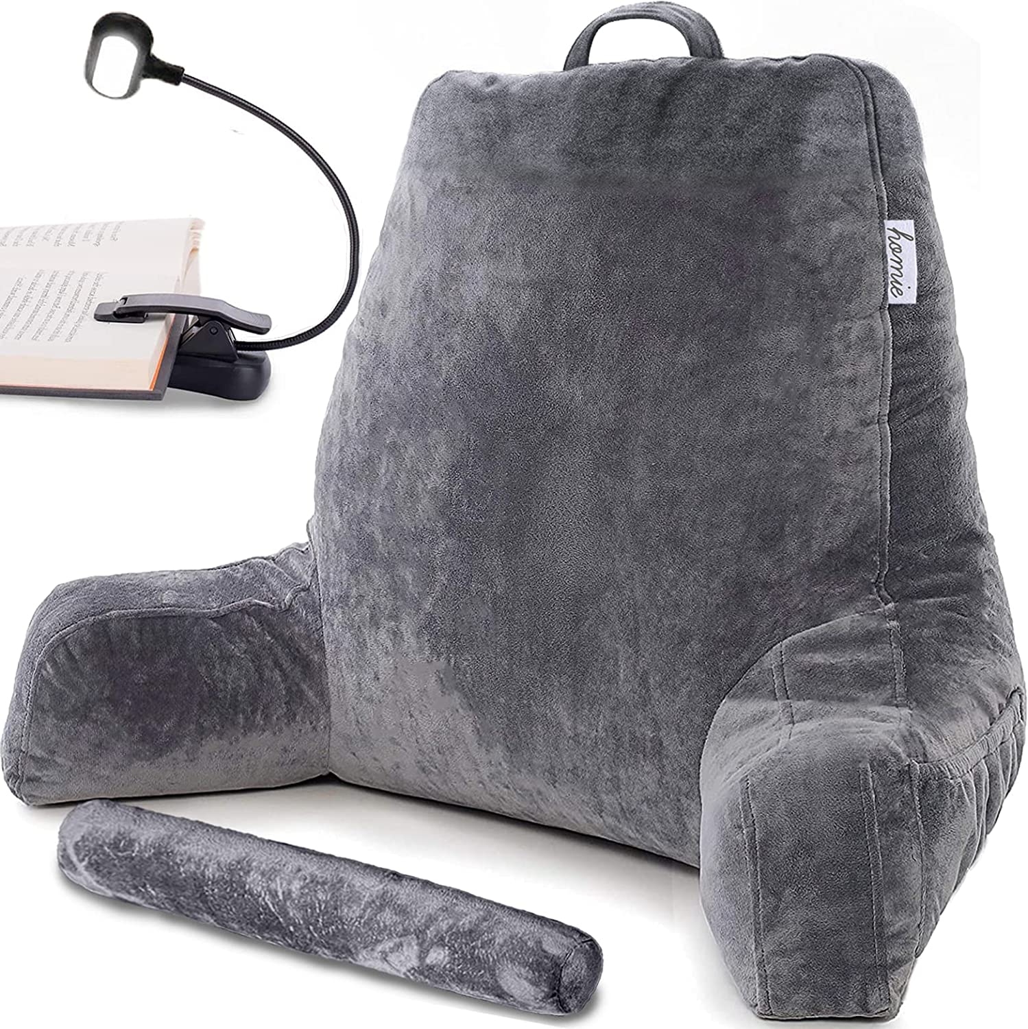 Homie Reading Bed Rest Pillow with Reading Light and Wrist Support Has