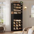 thumbnail image 1 of Homieasy 10-Tier Shoe Cabinet with 2 Drawers, 65cm Width Freestanding Closet Organizer with Adjustable Storage Shelves & Side Hooks –for Entryway, Bedroom, Living Room,Black, 1 of 8