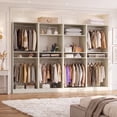 thumbnail image 1 of Homieasy 100 Inch Closet System, Freestanding Closet Organizer Wardrobe with 8 Hanging Rods and 17 Shelves, Adjustable Clothes Garment Rack, Sturdy Walk in Closet Tower, Set of 4, White Oak, 1 of 8