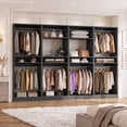 thumbnail image 1 of Homieasy 100 Inch Closet System, Freestanding Closet Organizer Wardrobe with 8 Hanging Rods and 17 Shelves, Adjustable Clothes Garment Rack, Sturdy Walk in Closet Tower, Set of 4, Black, 1 of 8