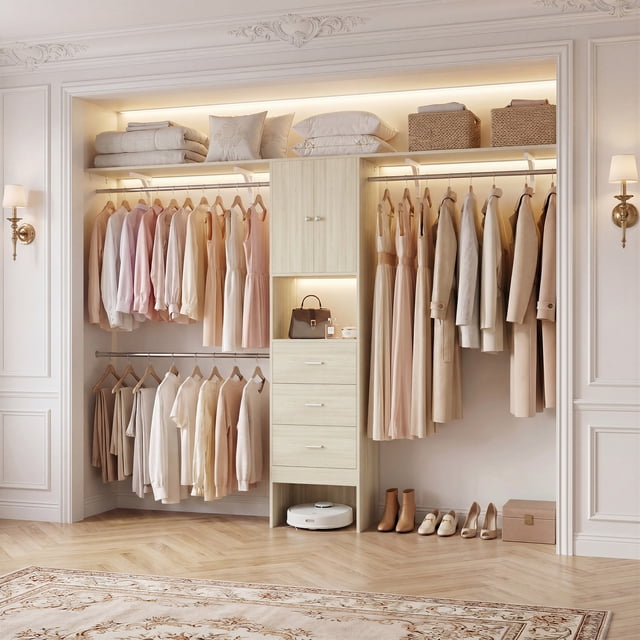 Storage System Image Homieasy 10FT Large Closet System with 3 Drawers, Heavy Duty Closet ...
