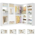 thumbnail image 1 of Homieasy 110'' Closet System with 4 Sets, Frestanding Walk-in Closet Organizer Tower with 4 Drawers & Hanging Rods, Reversible L Shaped Wardrobe Closet with Corner, 3000 LBS Max Load, White, 1 of 7