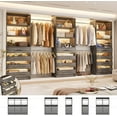 thumbnail image 1 of Homieasy 12-Drawer Customizable L-Shaped Closet System ,8.5-11.5 Ft with 4 Hanging Rods & 3 Tower,Gray Oak, 1 of 7
