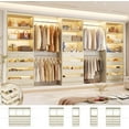thumbnail image 1 of Homieasy 12-Drawer Customizable L-Shaped Closet System ,8.5-11.5 Ft with 4 Hanging Rods & 3 Tower,White Oak, 1 of 7