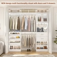 thumbnail image 1 of Homieasy 120'' Closet System with 2 Sets, 10FT Walk in Closet Organizer with 5 Drawers & 3 Hanging Rods, Reversible Wardrobe Closet with Shoe Racks & Storage Cabinet, for Bedroom, Closet, White, 1 of 8