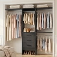 thumbnail image 1 of Homieasy 14.8'' - 48'' W Closet System with Drawers and Hanging Rods(Cut to Fit), Black, 1 of 7
