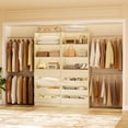 thumbnail image 1 of Homieasy 2-Pack Closet Organizer System: Dual 4-9Ft Adjustable Wardrobe Racks with 8 Wooden Drawers, Double Tower Storage, 8 Hanging Rods & Garment Racks ,Expandable Walk-In Closet Solution,White Oak, 1 of 8