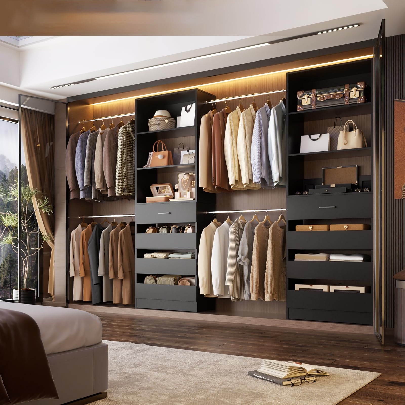 Homieasy 2-Pack Closet Organizer System: Dual 4-9Ft Adjustable Wardrobe