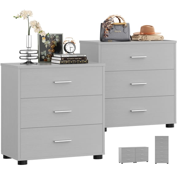Homieasy 2-Pack Stackable Large Walk-in Closet Drawer System, Heavy-Duty Storage Organizer for Bedroom, Living Room & Closet,Gray