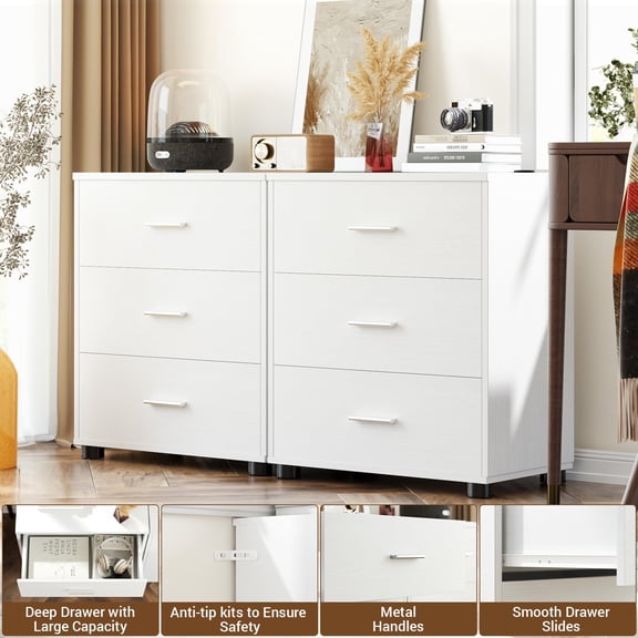 Homieasy 2-Pack Stackable Large Walk-in Closet Drawer System, Heavy-Duty Storage Organizer for Bedroom, Living Room & Closet,White