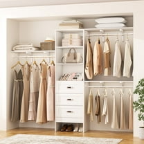 Homieasy 20'' - 96'' W Closet Organizer System With Wooden Drawers, White