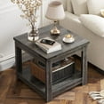 thumbnail image 1 of Homieasy 20-Inch Square Farmhouse End Table with Storage Shelf - Industrial Style for Bedroom & Living Room,Gray Oak, 1 of 6