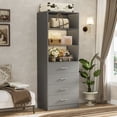thumbnail image 1 of Homieasy 21.3 Inch Freestanding Closet System with 4 Wood Drawers and 3 Shelves for Walk-in Closet, Bedroom, Gray, 1 of 10