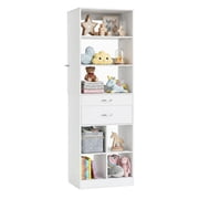 Homieasy 22" Floor-Standing Closet System, Multi-Tiered Wardrobe Storage Unit with Adjustable Shelves & Smooth-Glide Drawers, White