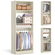 Homieasy 25" Closet System, Freestanding Closet Organizer Wardrobe with Hanging Rods and Shelves, Adjustable Clothes Gar