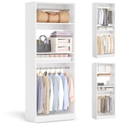 Homieasy 25” Closet System, Freestanding Closet Organizer Wardrobe with Hanging Rods and Shelves, Adjustable Clothes Gar