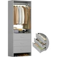 thumbnail image 1 of Homieasy 2FT Closet System with Wooden Drawers, Freestanding Closet Organizer System and Storage with Hanging Rods, Gray, 1 of 8