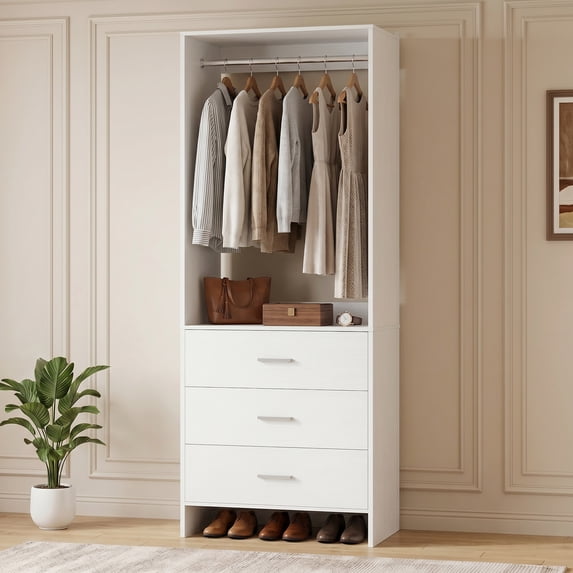 Homieasy 24'' W Closet System with Wooden Drawers, White