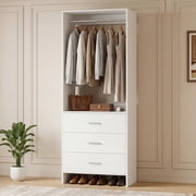 Homieasy 24 W Closet System with Wooden Drawers, White
