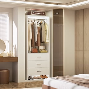 Homieasy 24'' W Closet System with Wooden Drawers, White