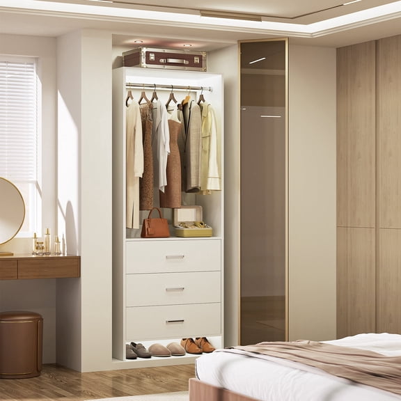 Homieasy 24'' W Closet System with Wooden Drawers, White