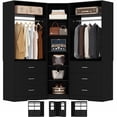 thumbnail image 1 of Homieasy 3-Piece Closet Organizer System with 6 Drawers & 10 Shelves, 1500LBS Heavy Duty L-Shaped/I-Shaped Walk-In Closet Storage for Bedroom, Entryway & More,Black, 1 of 7