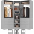 thumbnail image 1 of Homieasy 3-Piece Closet Organizer System with 6 Drawers & 10 Shelves, 1500LBS Heavy Duty L-Shaped/I-Shaped Walk-In Closet Storage for Bedroom, Entryway & More,Gray, 1 of 7