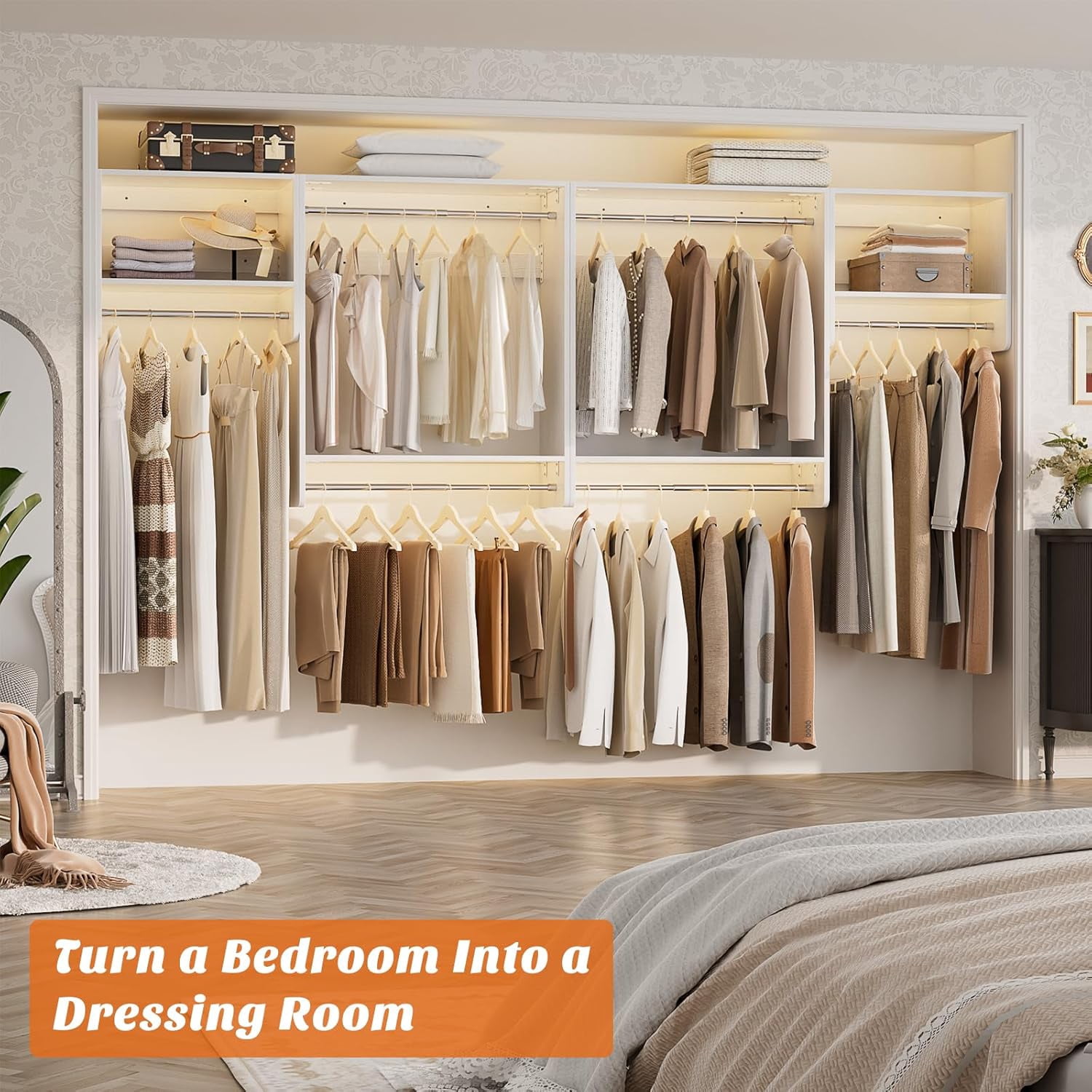Homieasy 36” - 60” Closet System, 5FT Walk in Closet Organizer Starter ...