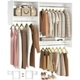 thumbnail image 1 of Homieasy 60” Closet System, 5FT Walk in Wood Clothing Rack with 3 Hanging Rods and 2 Shelves, Cut Be Cut to Fit, White, 1 of 6