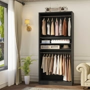 Homieasy 36'' Walk-in Closet Organizer System with 2 Hanging Rods and Adjustable Shelves, Black