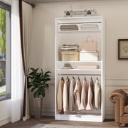 Homieasy 36'' Walk-in Closet Organizer System with 2 Hanging Rods and Adjustable Shelves, White