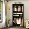 thumbnail image 1 of Homieasy 36'' Walk-in Closet Organizer System with 2 Hanging Rods and Adjustable Shelves, Black, 1 of 11