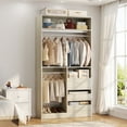 thumbnail image 1 of Homieasy 3FT Walk-in Closet System with 3 Drawers, 36'' Floor Standing Wardrobe Closet with 2 Hanging Rods & Storage Shelves, Heavy Duty Closet Tower for Bedroom & Closet, White Oak, 1 of 11