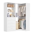 thumbnail image 1 of Homieasy 4.4FT Freestanding Closet System with 4 Drawers, Walk-in Closet Organizer System with Shelves & 2 Hanging Rods, Ideal Closet Storage & Organizers Unit, 52.8"W x 31.5"D, White, 1 of 8